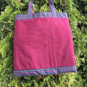 Sturdy shopping bag, tote bag, shopper, red-black, shopping bag, fabric bag, sustainable, stripes