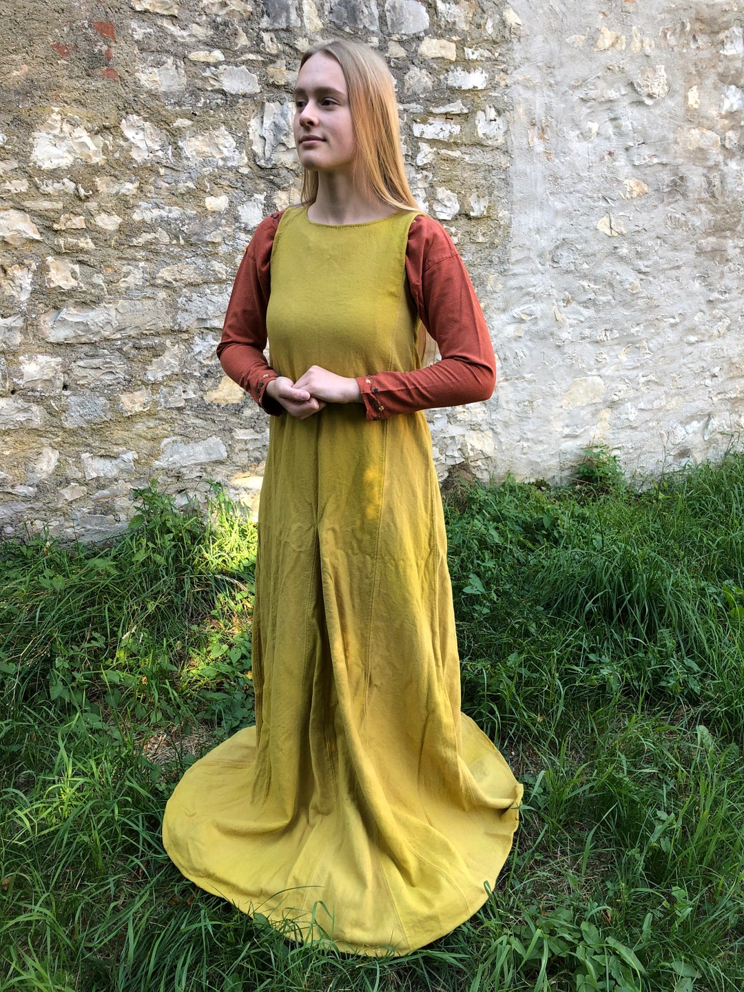 High Medieval Surcoat for Women, Plant-dyed, Hand-sewn, Living History ...
