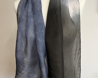 Hand dyed silk scarf, unique silk scarf