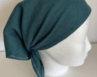 Medieval headscarf, hand-sewn, triangular headscarf made of linen, reenactment, Larp, Vikings, living history