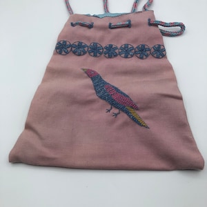 Medieval purse, embroidered, plant-dyed, bag, alms bag, Middle Ages, reenactment, Larp