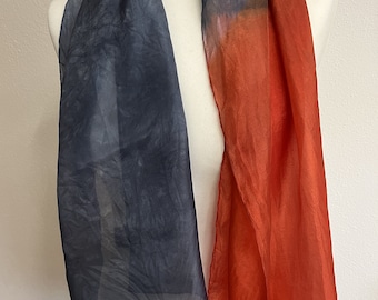 Hand dyed silk scarf, unique silk scarf