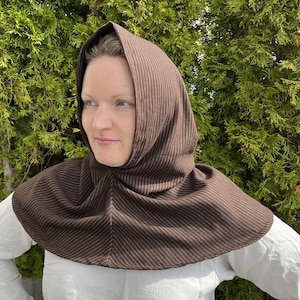 Medieval Gugel brown, hand-sewn, hood, Middle Ages, reenactment, LARP, fantasy, living history