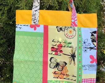 Robusta shopping bag in stile patchwork, tote bag, shopper, shopping bag, borsa in tessuto, sostenibile, patchwork