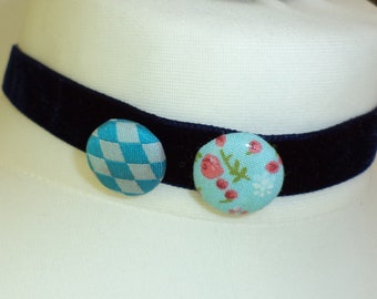 Handgemachtes Kropfband Button, blau, Halsband, Choker, Tracht, Dirndl, Steampunk