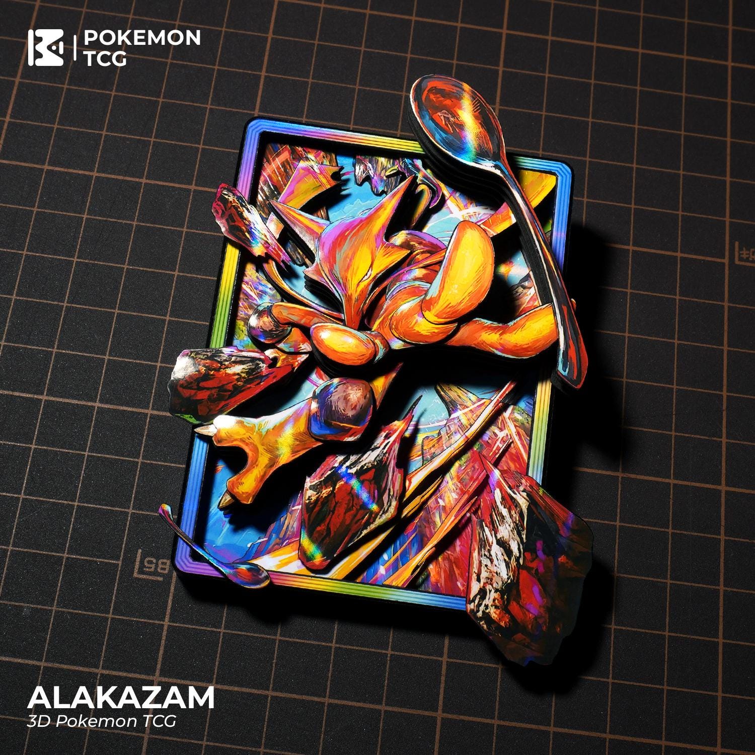 ALAKAZAM Pokemon TCG – Handcrafted 3D Card | Pokemon Themed