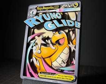 3D Shadowbox Pokemon - Mega Dragonite ex from Ascended Heroes (ASC) #271 (Giant English Text) - 100% Handmade Art Diorama