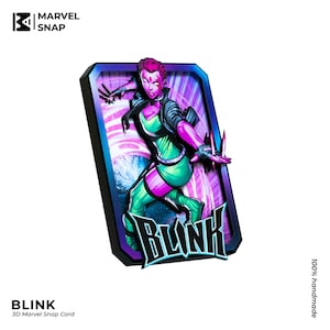 BLINK Marvel Snap – ręcznie robiona karta 3D | Marvel Themed Shadowbox – ręcznie robiona | Prezent dla fana/kolekcjonera Marvela