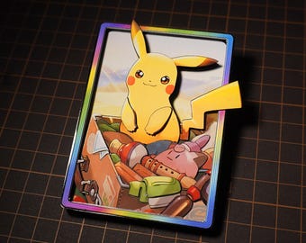 PIKACHU Pokemon TCG – 3D Artwork Custom | Collector's Edition Shadowbox - 100% Crafted by Hand | Pokemon Fan Gift | Full Art Custom