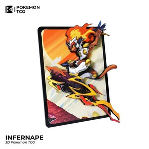 INFERNAPE Pokemon TCG – aangepaste 3D-kaart | Shadowbox Art: volledig handgemaakt | Beste custom voor Pokemon-verzamelaars