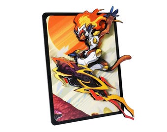 INFERNAPE Pokemon TCG – 3D Card Custom | Shadowbox Art - Entirely Handcrafted | Best Custom for Pokemon's Collectors