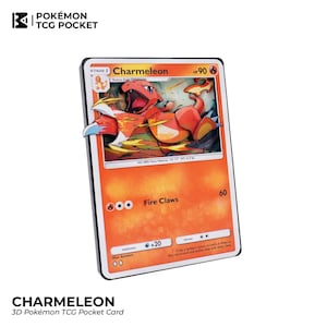 CHARMELEON Pokemon TCG – 3D-kaart aangepast | Shadowbox Art: volledig handgemaakt | Beste custom voor Pokemon-verzamelaars
