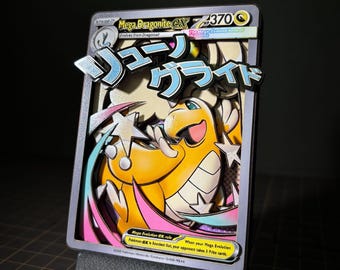 3D Shadowbox Pokemon - Mega Dragonite ex from Ascended Heroes (ASC) #271 (Giant Japanese Text) - 100% Handmade Diorama