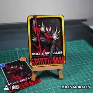 MILES MORALES Marvel Snap – Cartão 3D personalizado | 3D Marvel Snap Shadowbox - Arte 100% feita à mão | Cartão personalizado para presente/coleção/fã Marvel