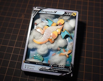 DRAGONITE Pokemon TCG – Customized 3D Card | Handmade Artistic Shadowbox - Exclusive Marvel Art | Gift for Pokemon Fans | Alternate Art Card