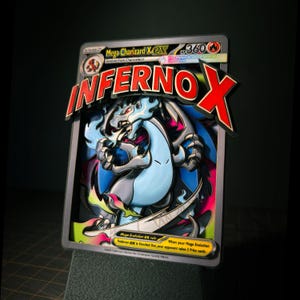 3D-kortskugglåda - Mega CHARIZARD X ex Mega Evolution Promos (MEP) #023 (Jätte engelsk text) - 100 % handgjort specialanpassat diorama