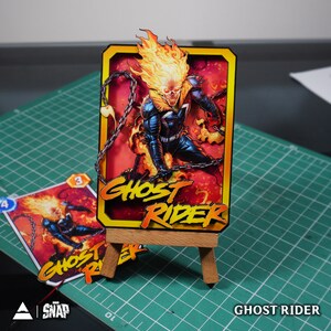 GHOST RIDER Marvel Snap - 3D Karte Individuell | 3D Marvel Snap Schattenbox - 100% handgefertigte Kunst | Personalisierte Karte für Marvel Geschenk/Sammlung/Fan