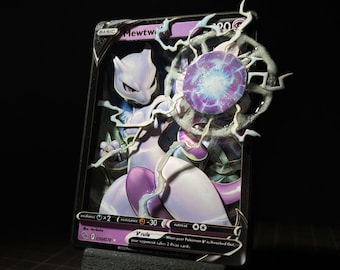 MEWTWO Pokemon TCG – Handcrafted 3D Card | Pokemon Themed Shadowbox - Artisan Crafted | Pokemon Fan/Collector Gift | Alternate Art Custom