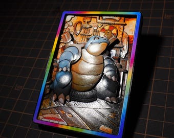 BLASTOISE Pokemon TCG – Collector's 3D Card | Custom Shadowbox Display - Entirely Handcrafted Art | Perfect Gift for Pokemon Fans