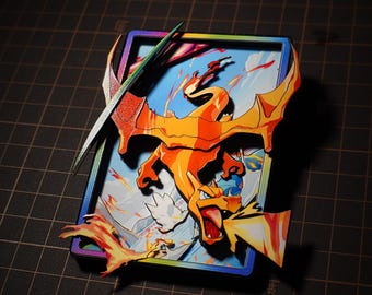 CHARIZARD Pokemon TCG – 3D Paper Custom | Artisanal 3D Shadowbox - Fully Handmade | Special gift for Pokemon Fan | Full Art Custom