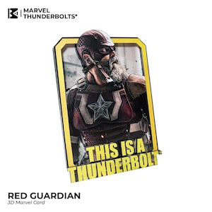 Cartão Marvel RED GUARDIAN – Cartão 3D feito à mão | Caixa de Sombras Temática Marvel - Feito à Mão | Presente para Fã/Colecionador Marvel