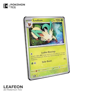 LEAFEON Pokemon TKG Exklusive 3D Karte | 3D Handwerker Schaukasten - Handgemachte Kunst | Personalisierte Pokemon