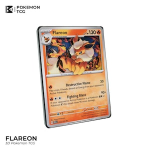 JCC Pokémon FLAREON – Oeuvre d'art 3D personnalisée | Shadowbox édition collector - 100 % fabriqué à la main | Cadeau pour fan de Pokémon