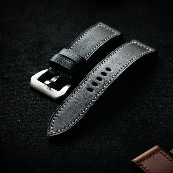 Panerai strap 26mm, 24mm, 22mm. Panerai leather strap handmade, panerai armband, correa panerai, panerai vintage strap.