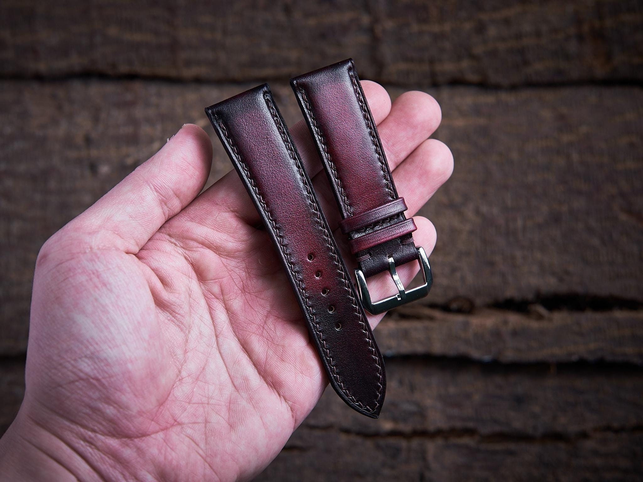 XL ECHTLEDERUHRBAND MIT ALLIGATORPRÄGUNG Für FLIEGERUHR CHRONOGRAPH