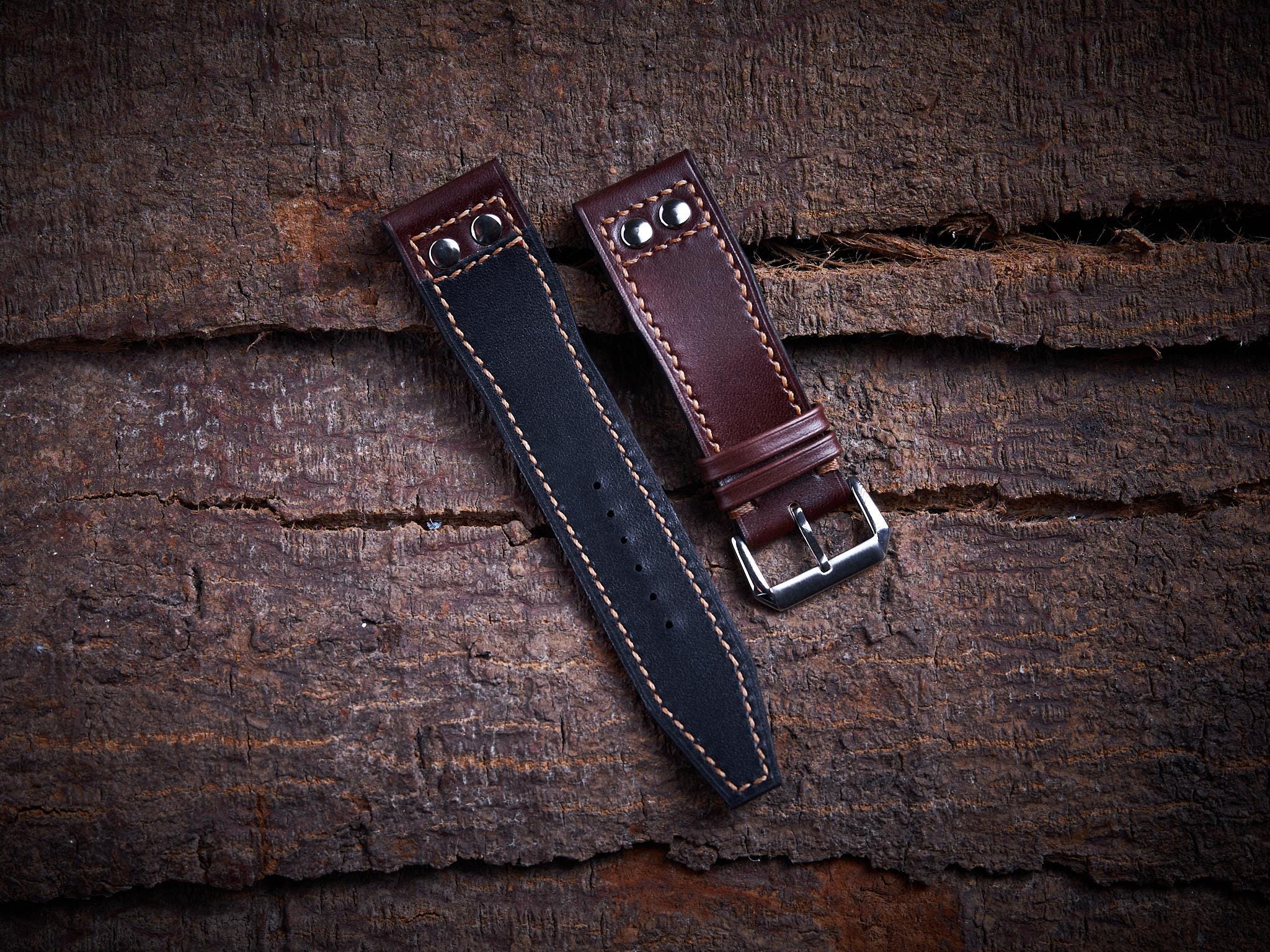 Handcrafted Dark Brown Leather Rivet Pilot Watch Strap for IWC - Etsy