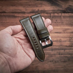 Per Panerai PAM441 386 111 Cinturino In Pelle Bovina Cinturino In Vera Pelle Da Uomo 22 24m 26mm Accessori Di Ricambio In Pelle Bovina Marrone Kaki - Foto 6