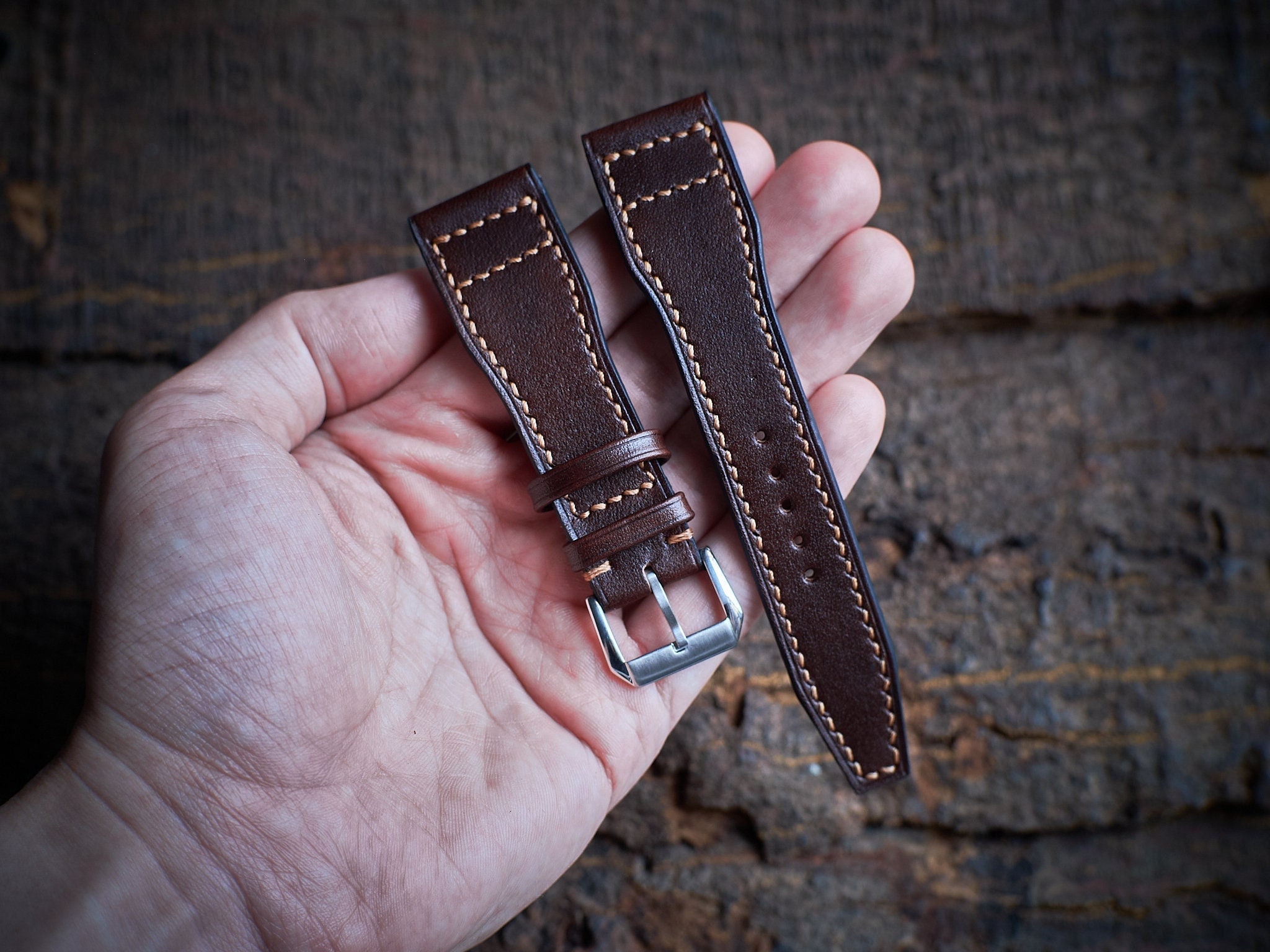 Chestnut Italian Classic Vintage Leather Watch Band