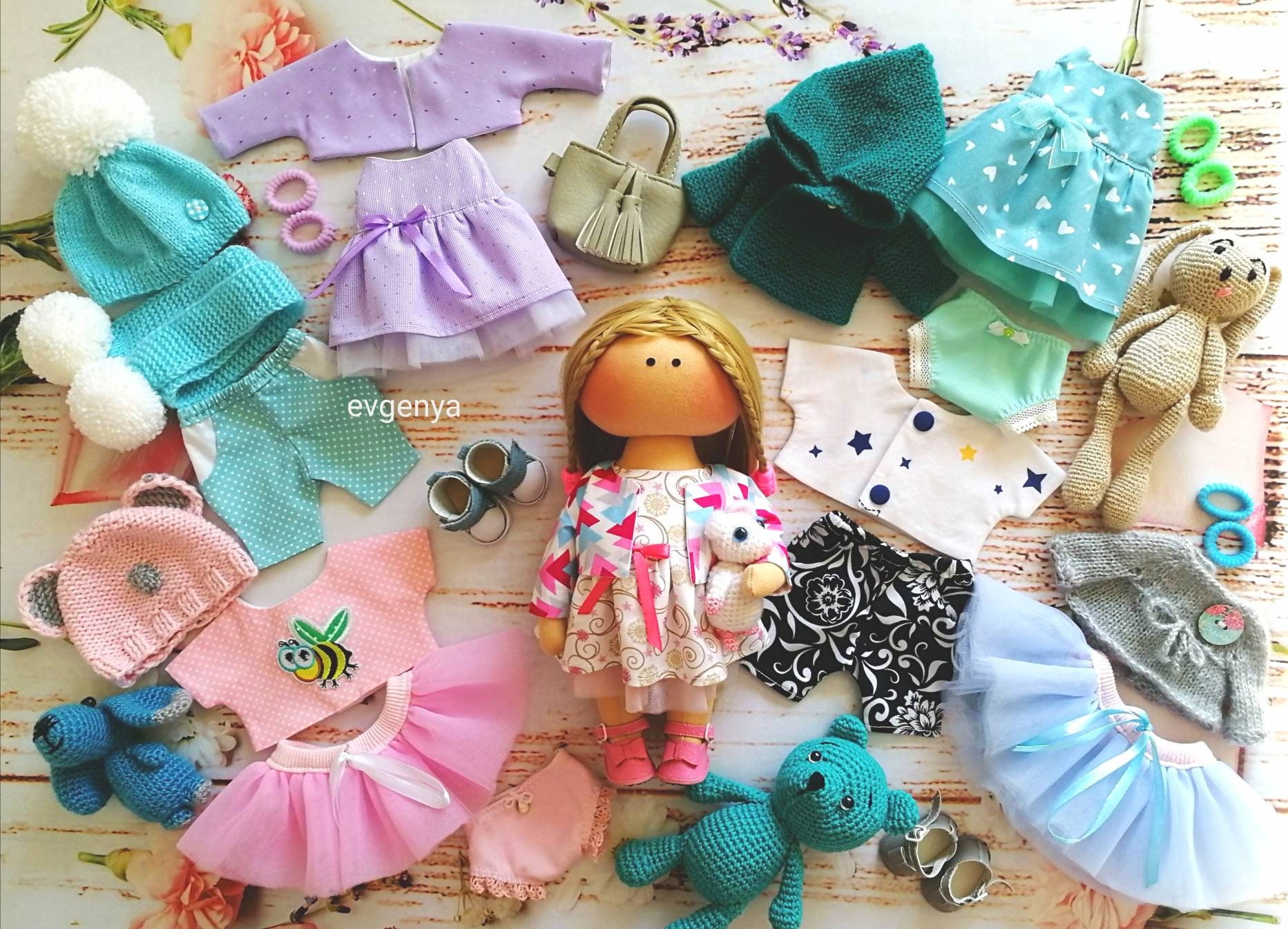 Cloth doll set Doll with removable clothes Doll for play Game Etsy