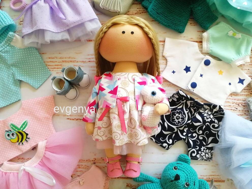 Cloth doll set Doll with removable clothes Doll for play Game Etsy