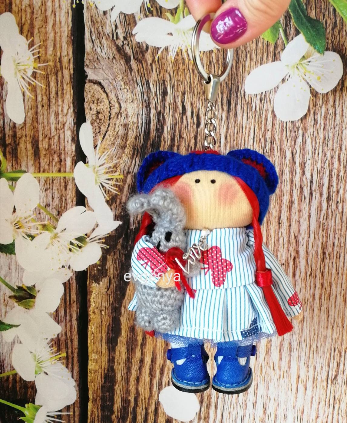 Doll keychain Keychain Keyring Interior doll Textile doll Etsy