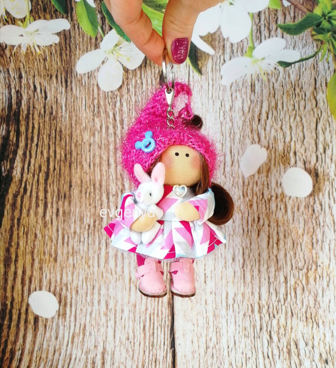 Doll keychain Keychain Keyring Interior doll Textile doll Etsy