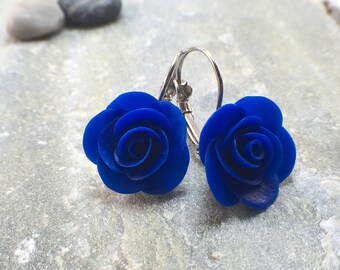 Royal Blue Rose Flower Hair Comb Bridesmaid Fascinator Bridal Wedding 1950s 5015