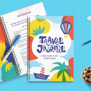 Diario de viaje para niños, regalo inspirador, libro de aventuras, diario de escritura, cuaderno para niños, diario de viaje para niños, regalo de viaje para niños