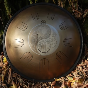 Steel Tongue Drum 19 inch, Sacred Geometry Yin Yang + Free mallets