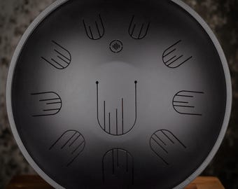 19-inch Black Handpan drum | Deep sound | Perfect for Yoga & Meditation | Premium Stainless Steel