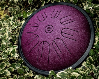 Steel tongue drum Mini size and free bag  (hant drum, hand pan) 26cm/ 10", Purple textured coating