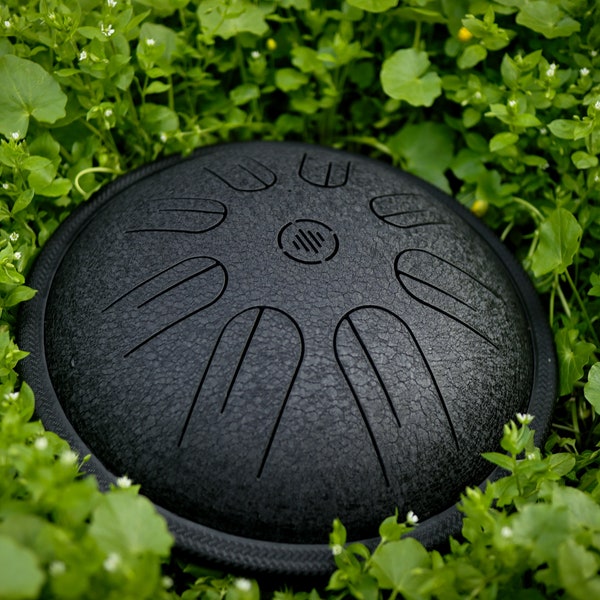 Steel tongue drum mini size 26cm/ 10" + free bag (hant drum,hand pan) black textured coating