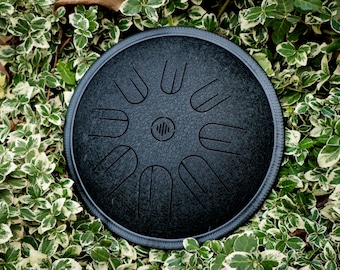 Mini steel tongue drum 26cm/ 10" with free bag (hant drum,hand pan) black texture coating