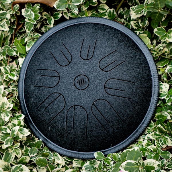 Mini steel tongue drum 26cm/ 10" with free bag (hant drum,hand pan) black texture coating