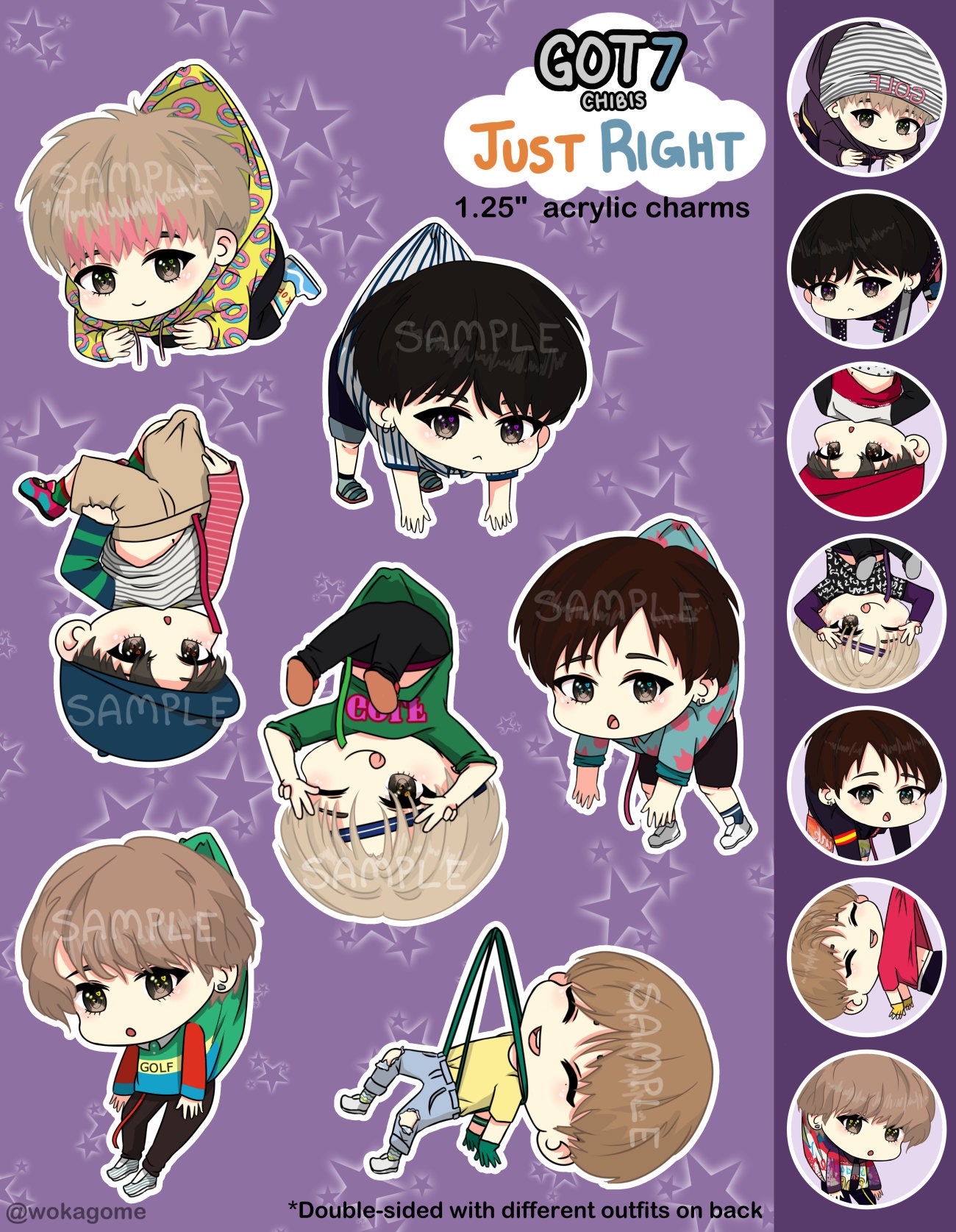 Got7 Chibi Charms Kpop Acrylic Keychains Etsy