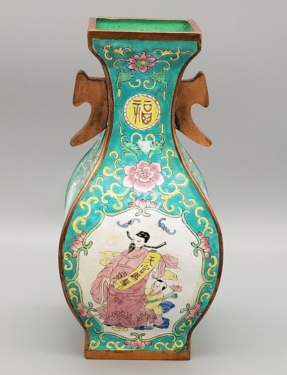 Vintage Chinese Famille Rose Reproduction Porcelain Vase Pen Holder