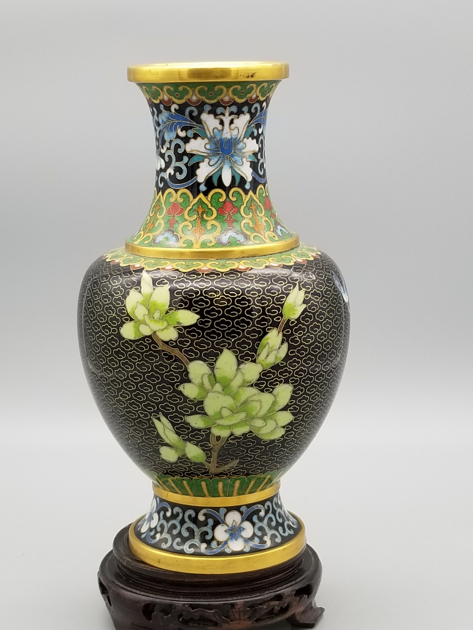 7.25 H Vintage Chinese Cloisonne Vase with flowers birds and Etsy