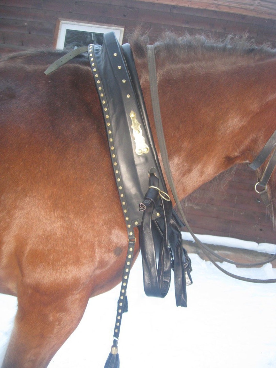 Horse Yoke Horse Collar Black Leather Horse Harness Horse Etsy