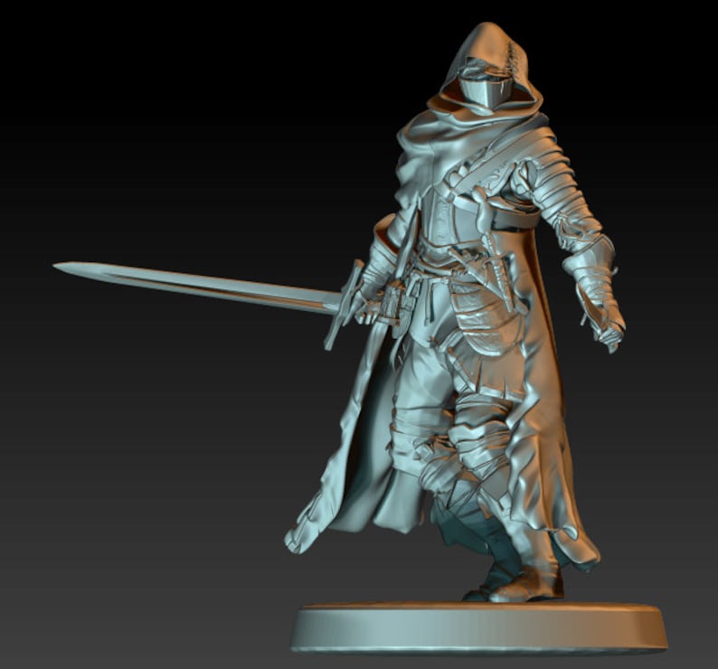 3D Print Miniatures Champions of the Void Cursed Mercenary Knight Broad Sword and Dagger Table Top D/&D