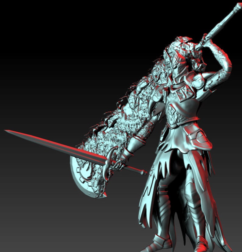 3D Print Miniatures Champions of the Night Void Smoke Knight of Ash Flaming swordsman of a fallen kingdom Table Top D/&D